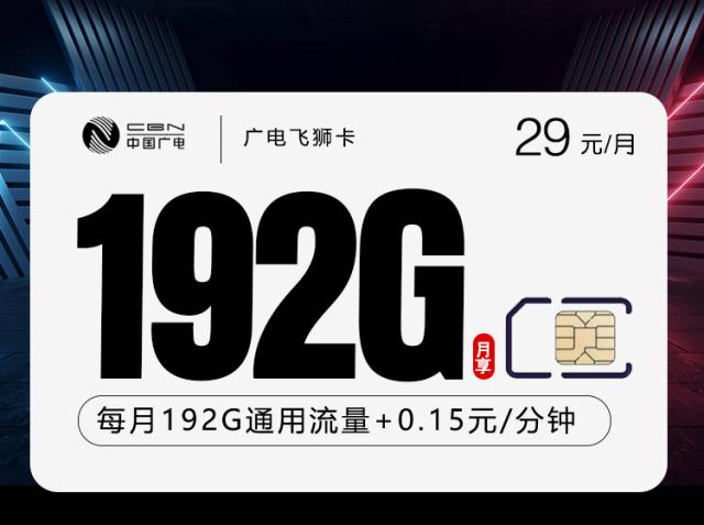 广电飞狮卡5.0【29元192G】