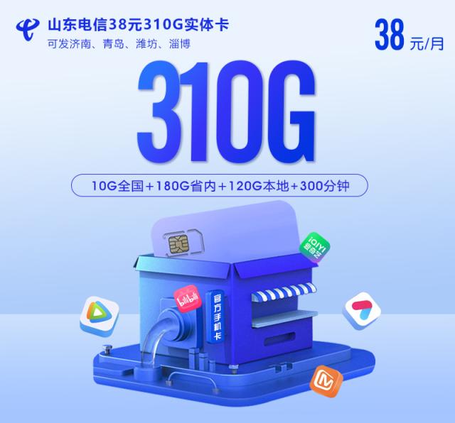 【实体卡】山东电信38元310G